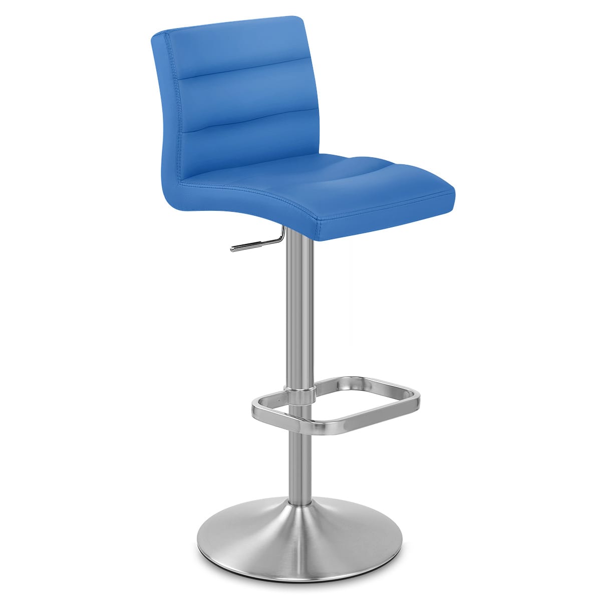 Sgabello Ecopelle Cromo Satinato - Lush Blu