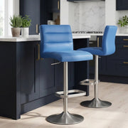 Sgabello Ecopelle Cromo Satinato - Lush Blu