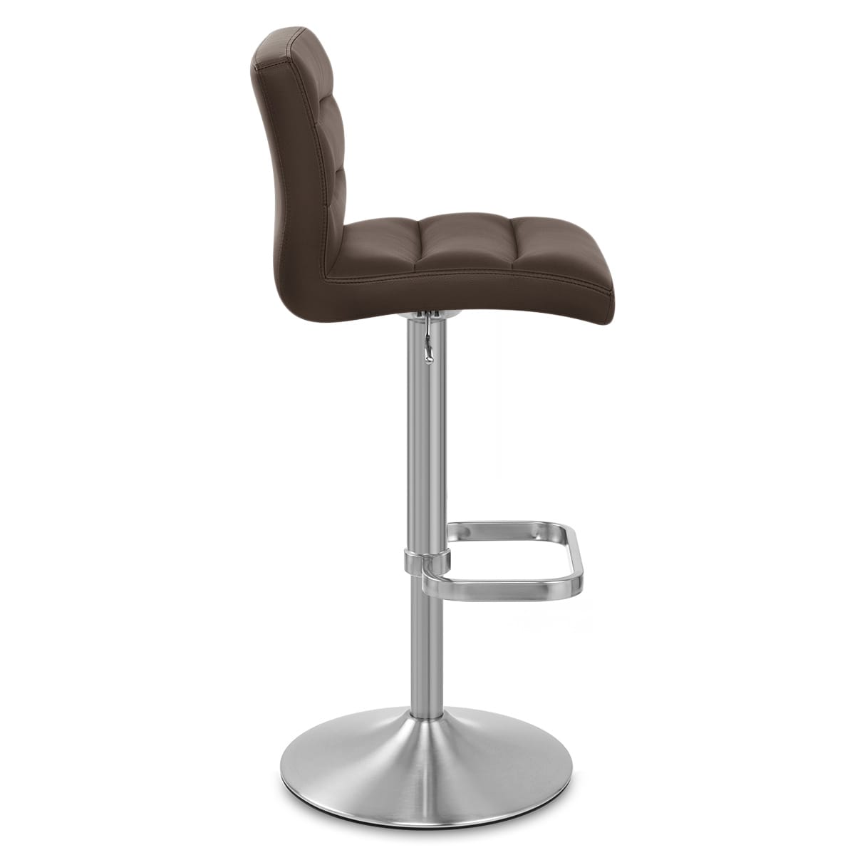 Sgabello Ecopelle Cromo Satinato - Lush Marrone