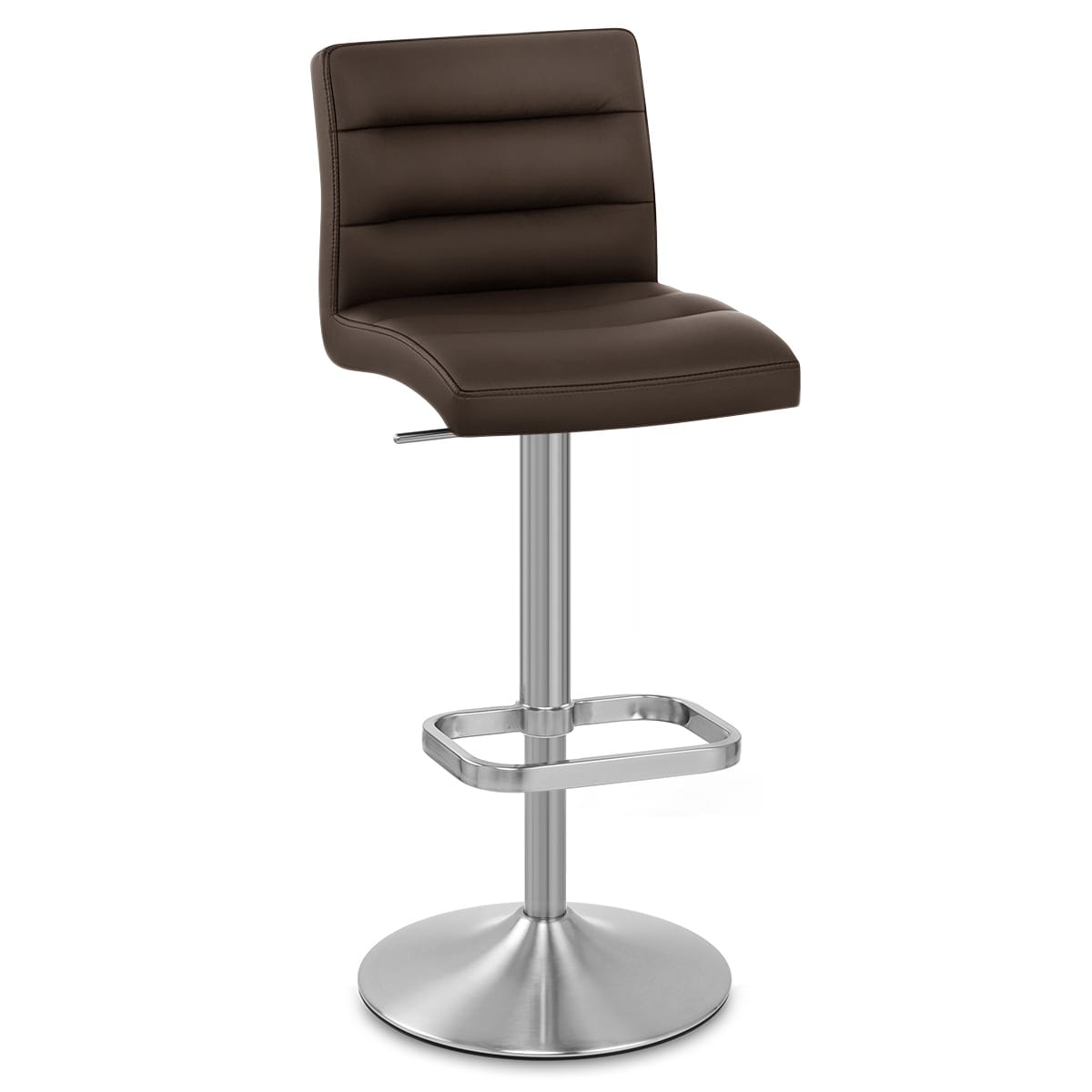 Sgabello Ecopelle Cromo Satinato - Lush Marrone