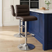 Sgabello Ecopelle Cromo Satinato - Lush Marrone