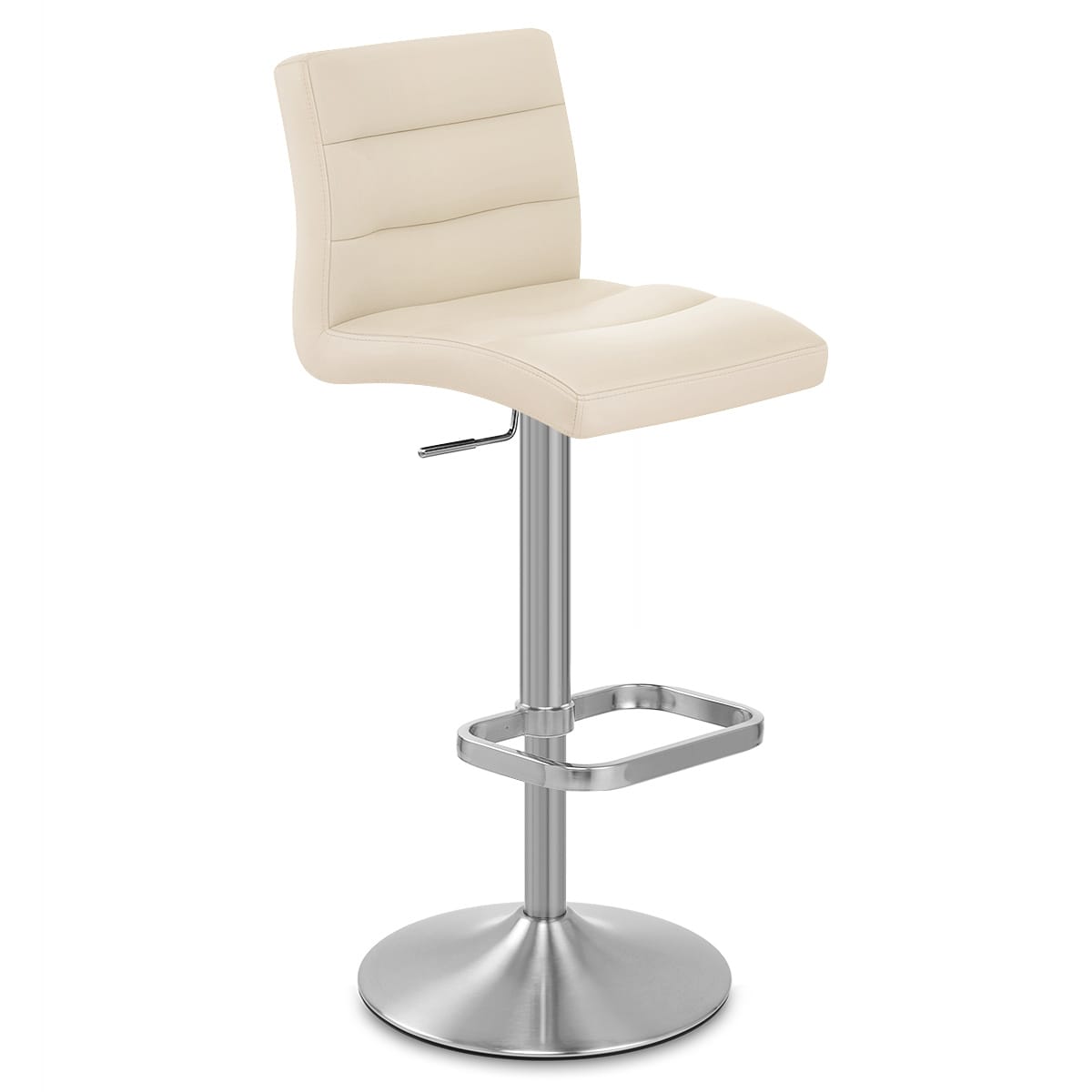 Sgabello Ecopelle Cromo Satinato - Lush Crema
