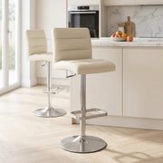 Sgabello Ecopelle Cromo Satinato - Lush Crema