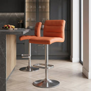 Sgabello Ecopelle Cromo Satinato - Lush Arancione