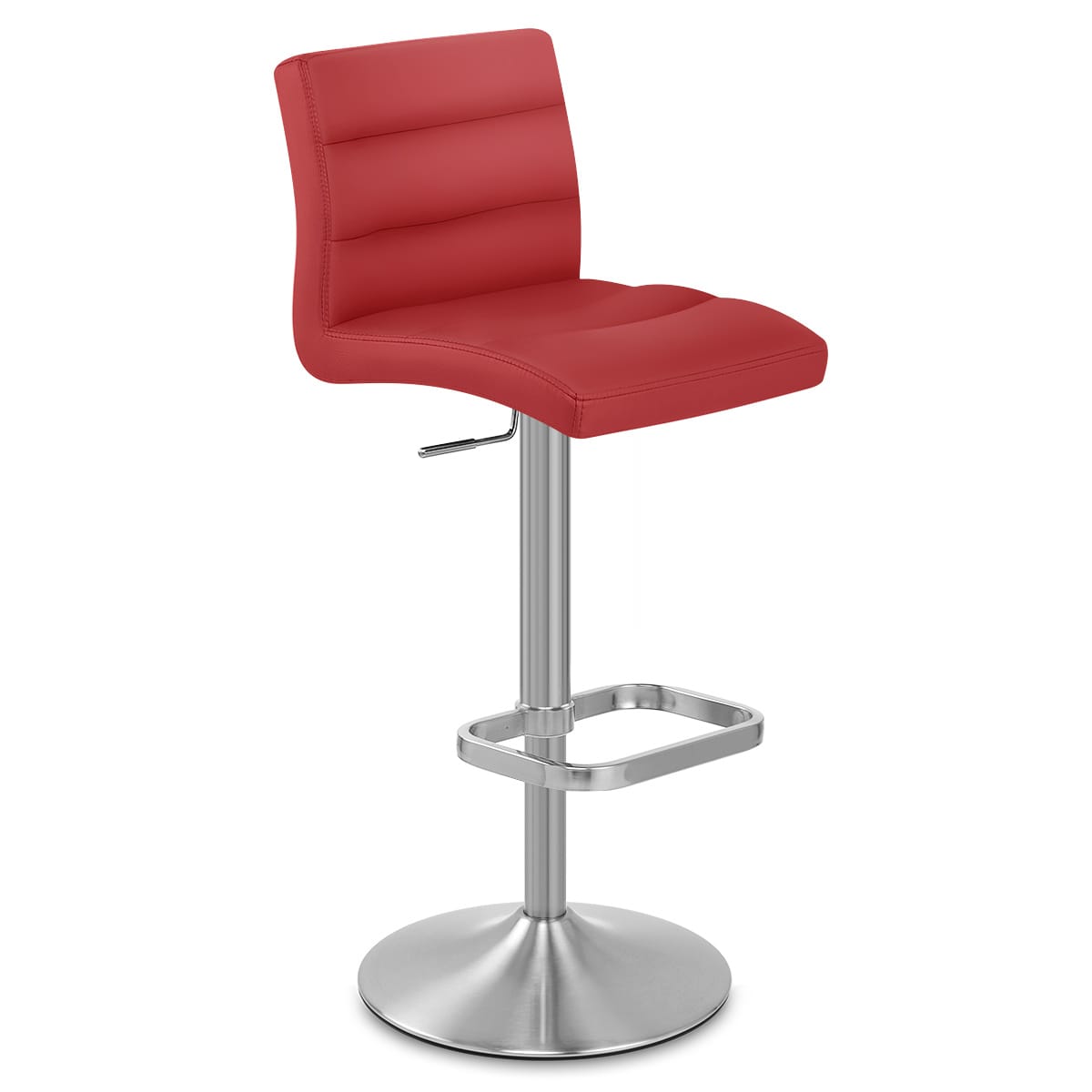 Sgabello Ecopelle Cromo Satinato - Lush Rosso