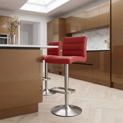 Sgabello Ecopelle Cromo Satinato - Lush Rosso