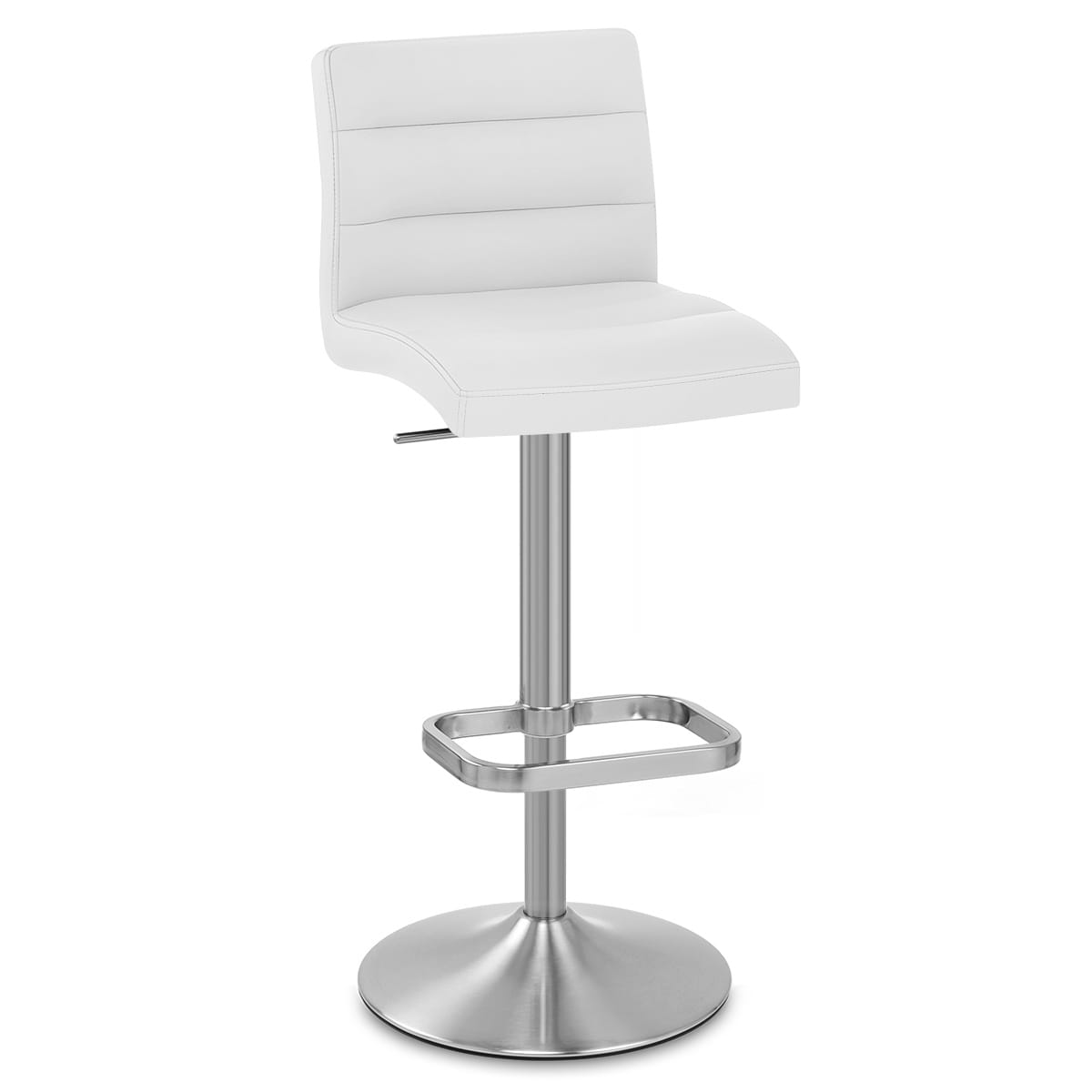 Sgabello Ecopelle Cromo Satinato - Lush Bianco