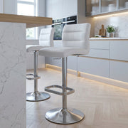 Sgabello Ecopelle Cromo Satinato - Lush Bianco