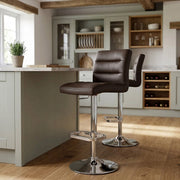 Sgabello Ecopelle Cromato - Lush Marrone