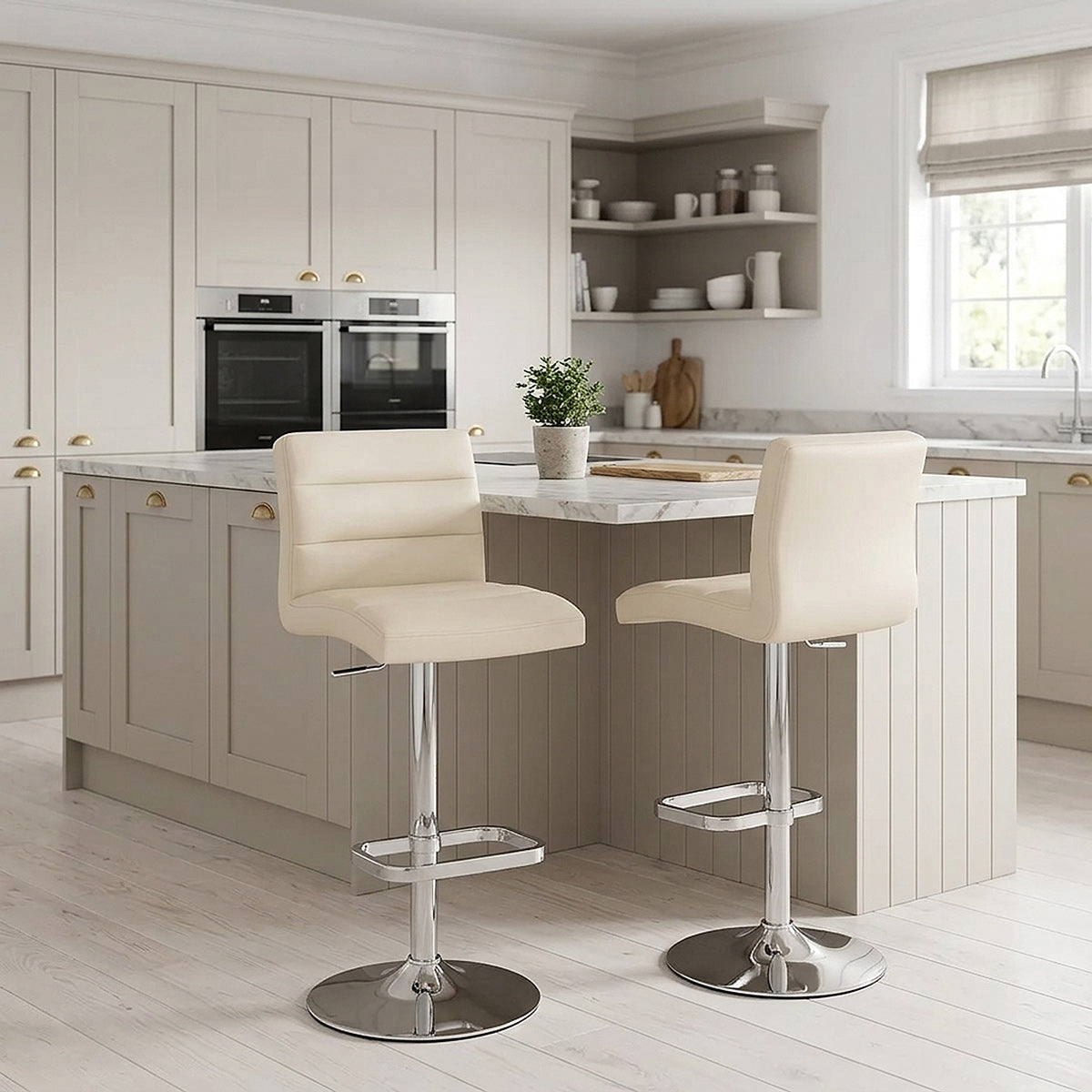 Sgabello Ecopelle Cromato - Lush Crema