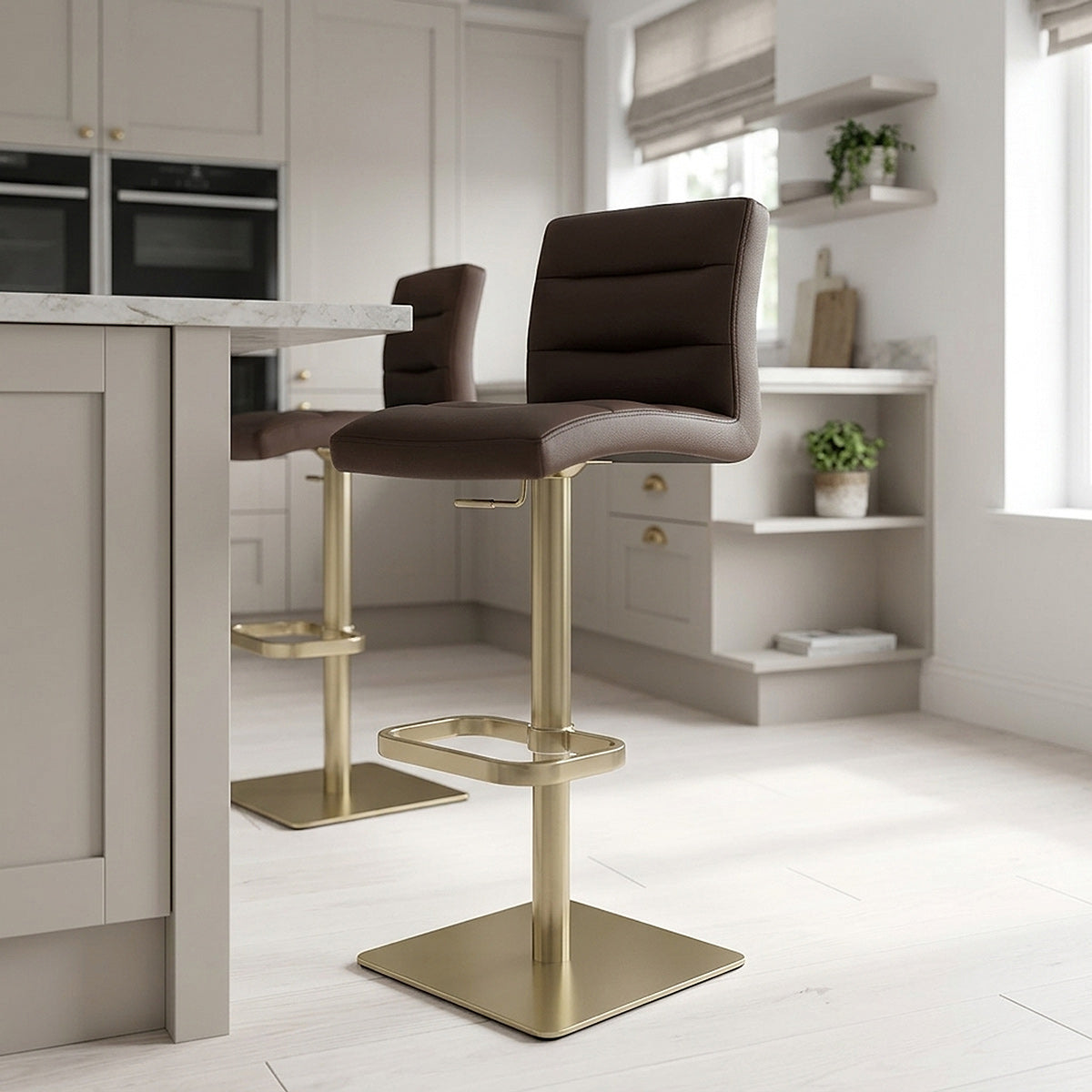 Sgabello Ecopelle Oro - Lush Marrone