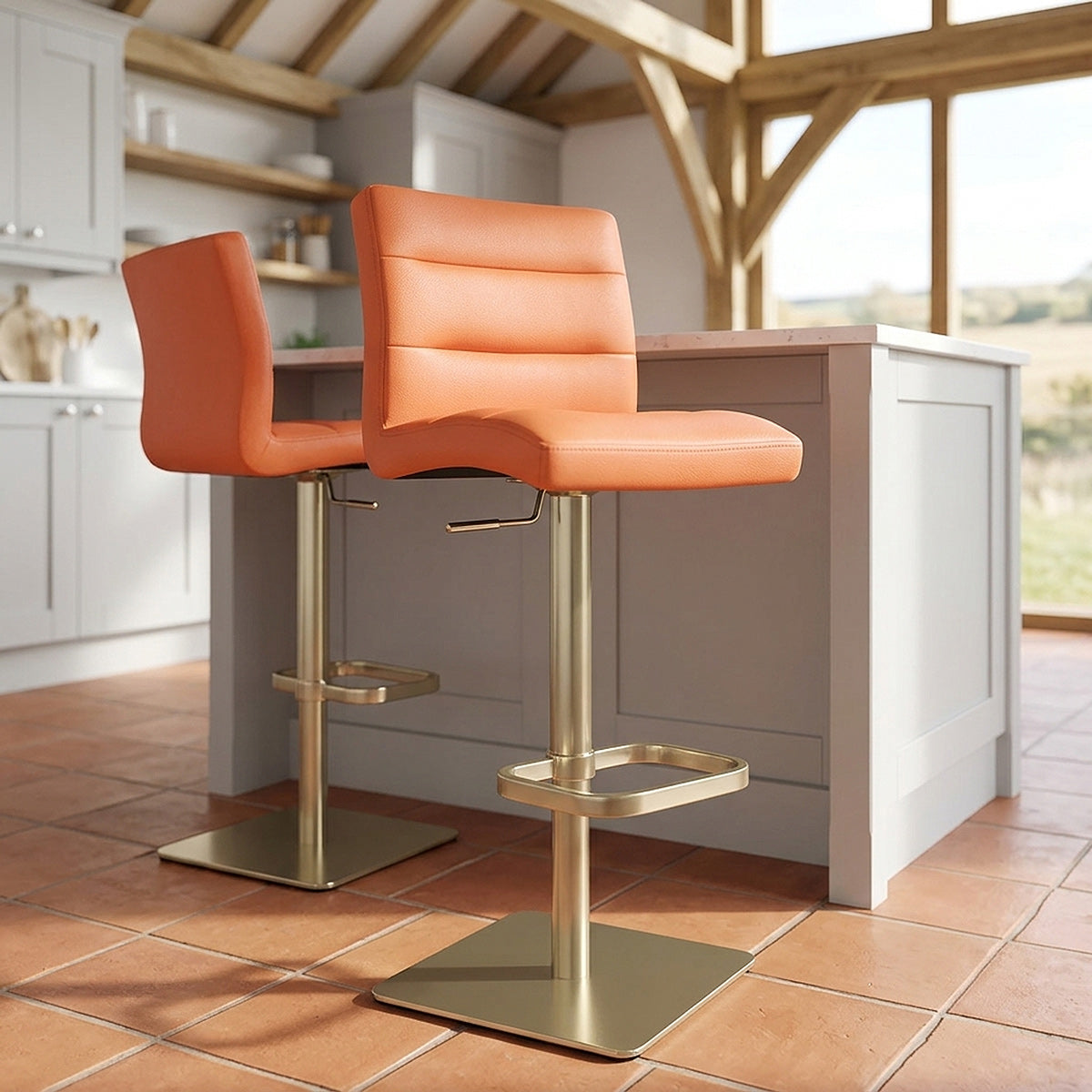 Sgabello Ecopelle Oro - Lush Arancione