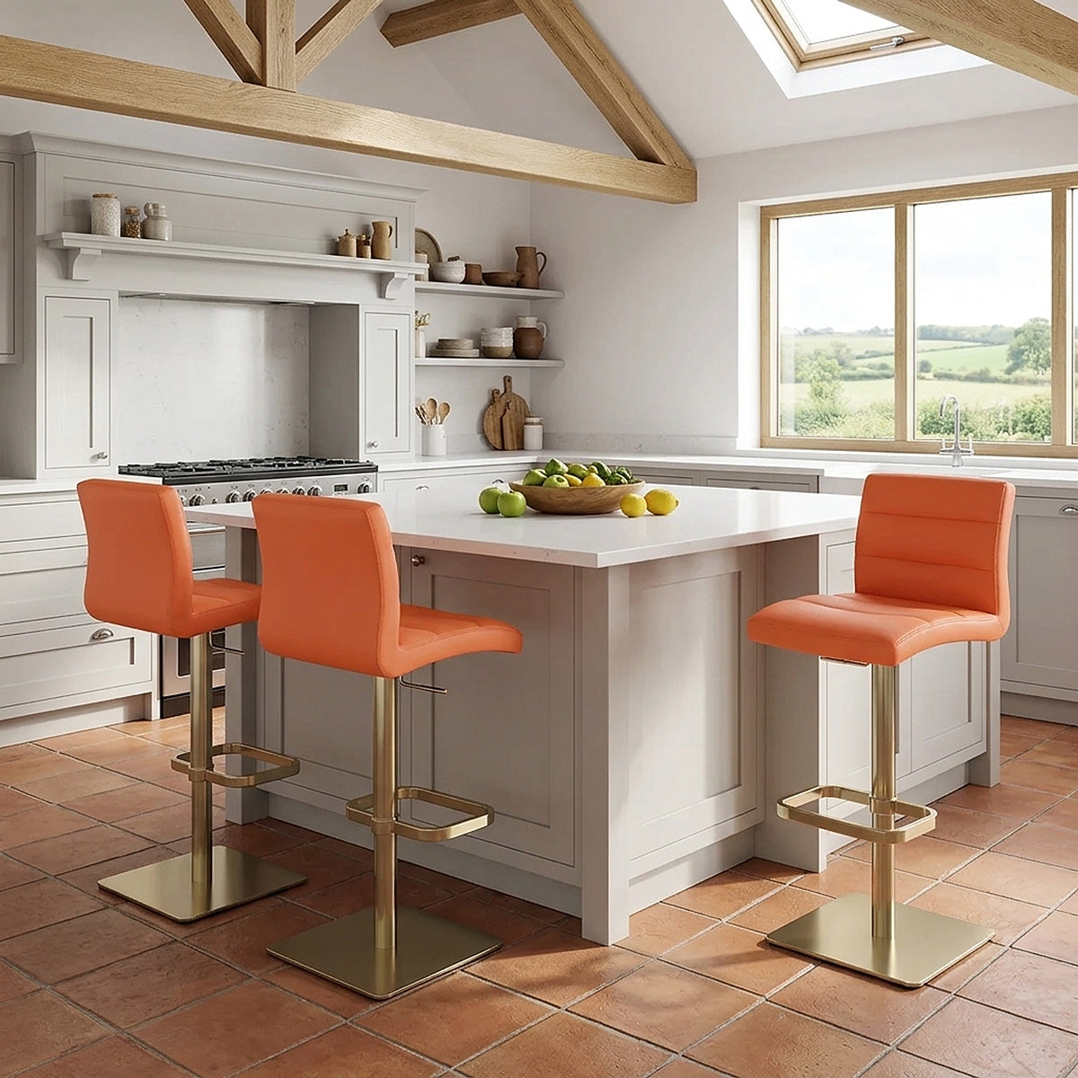 Sgabello Ecopelle Oro - Lush Arancione
