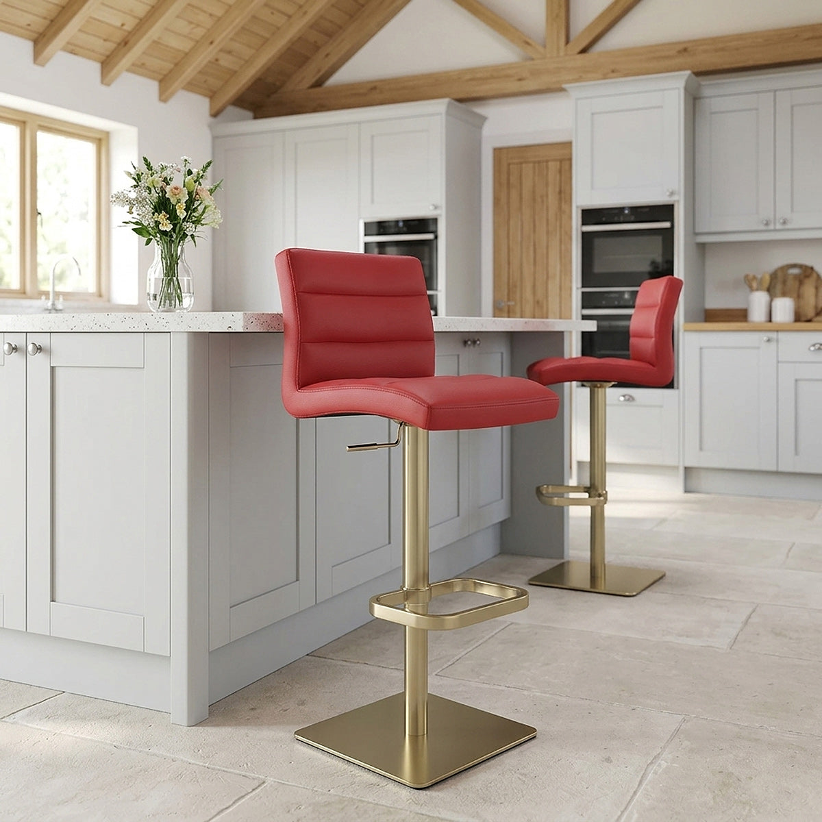 Sgabello Ecopelle Oro - Lush Rosso