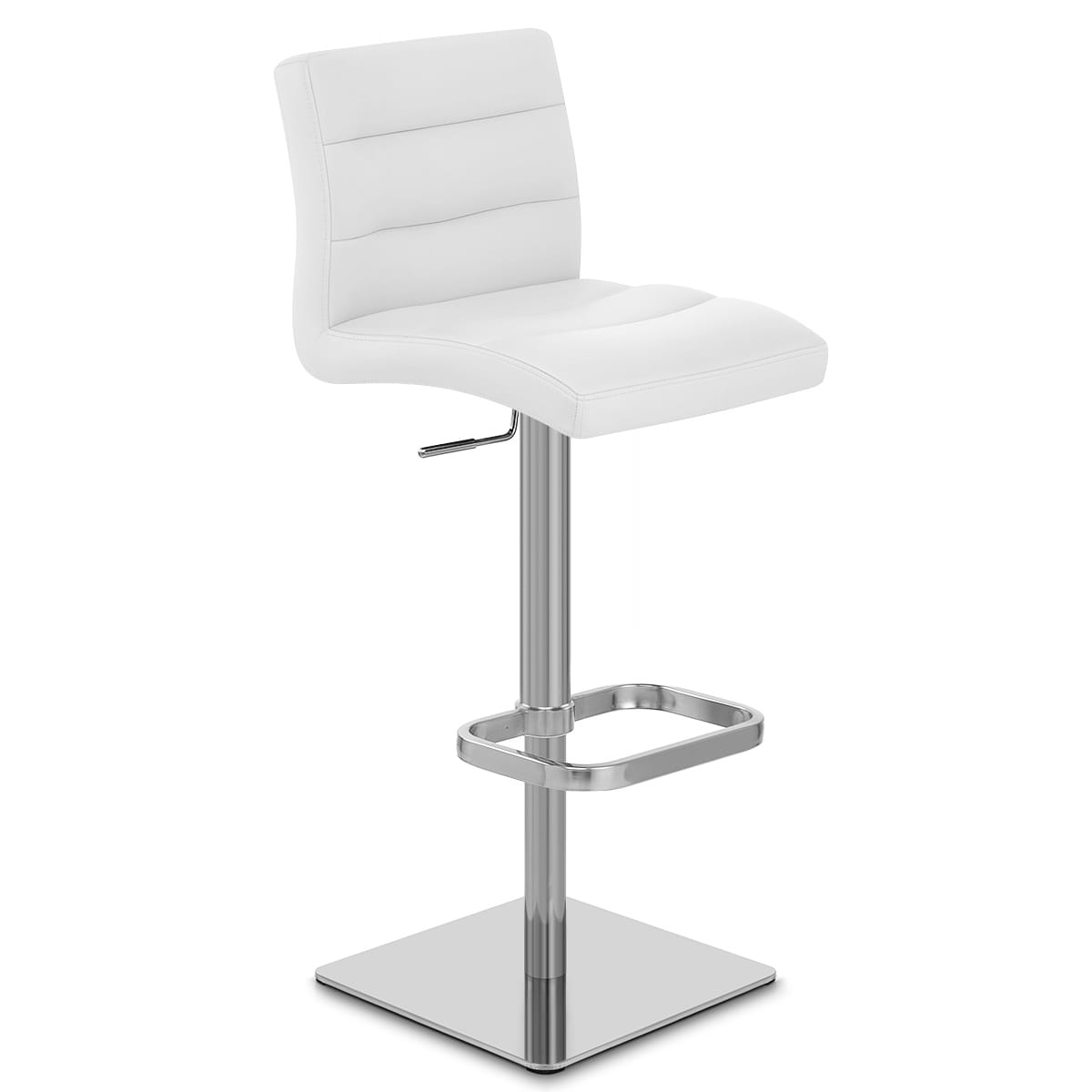 Sgabello Pelle Cromo Satinato - Lush Bianco
