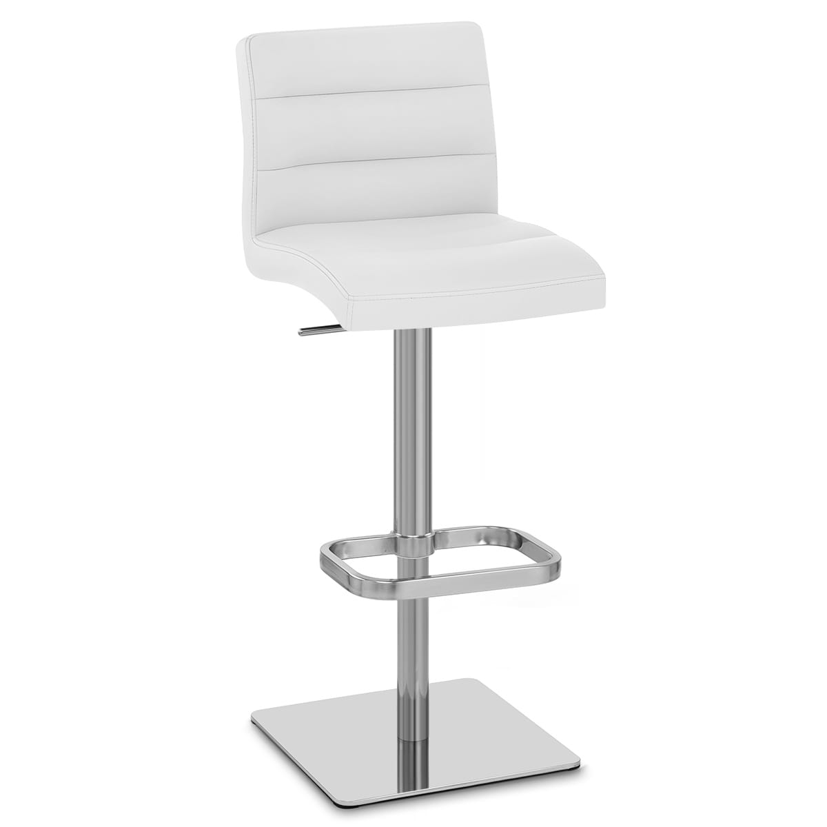 Sgabello Pelle Cromo Satinato - Lush Bianco