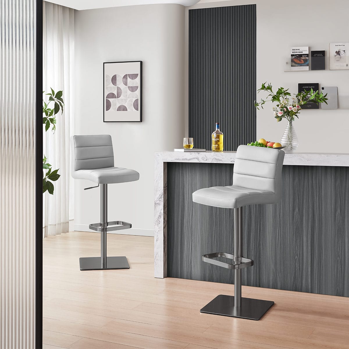 Sgabello Vera Pelle Graffite - Lush Grigio
