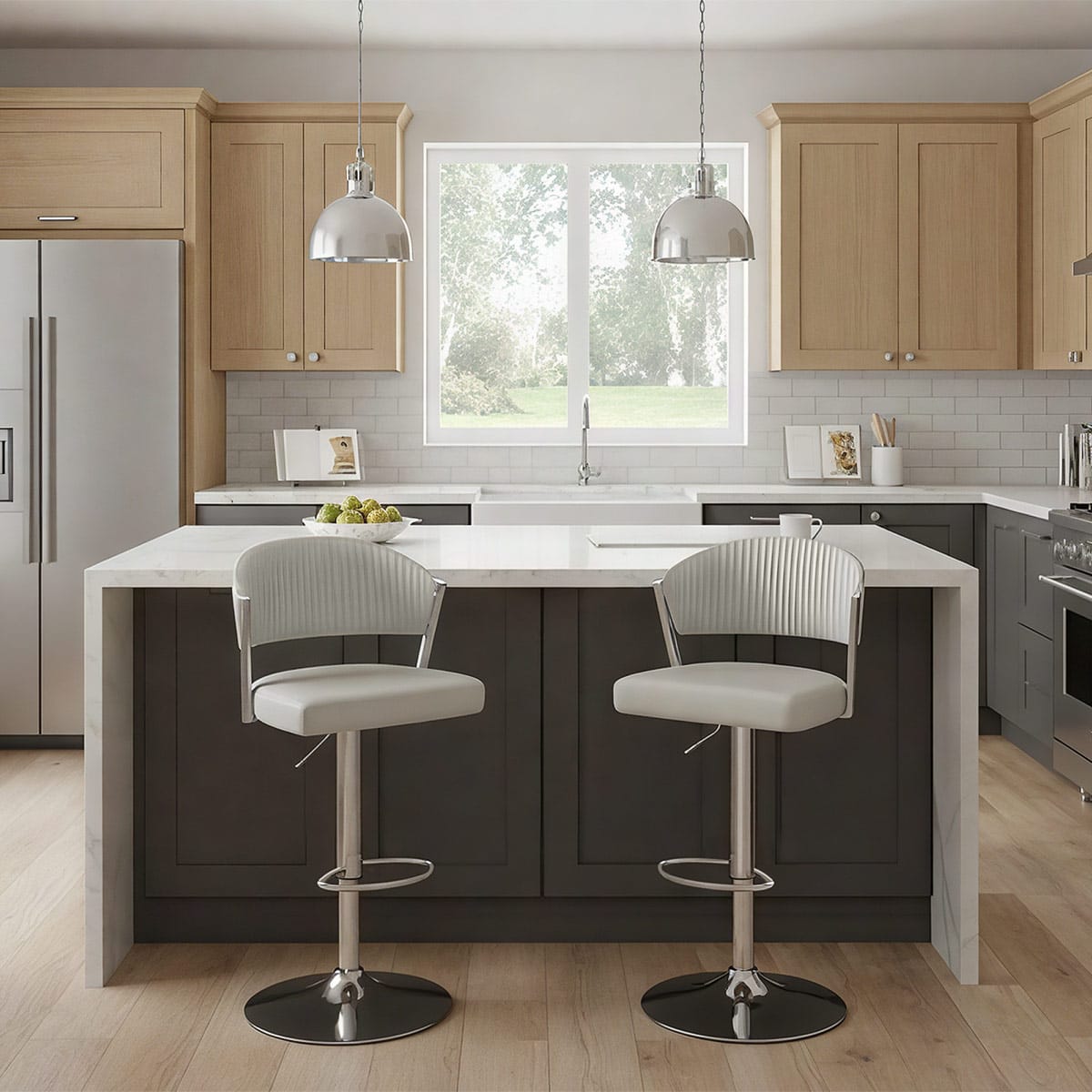 Sgabello Vera Pelle - Lusso Grigio