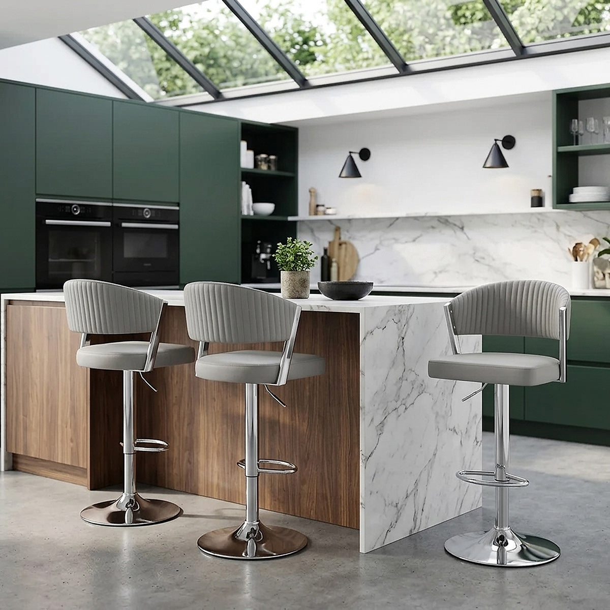 Sgabello Vera Pelle - Lusso Grigio