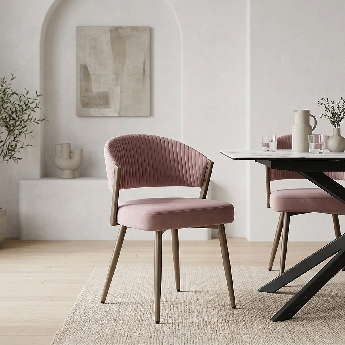 Sedia da Pranzo Velluto - Lusso Rosa