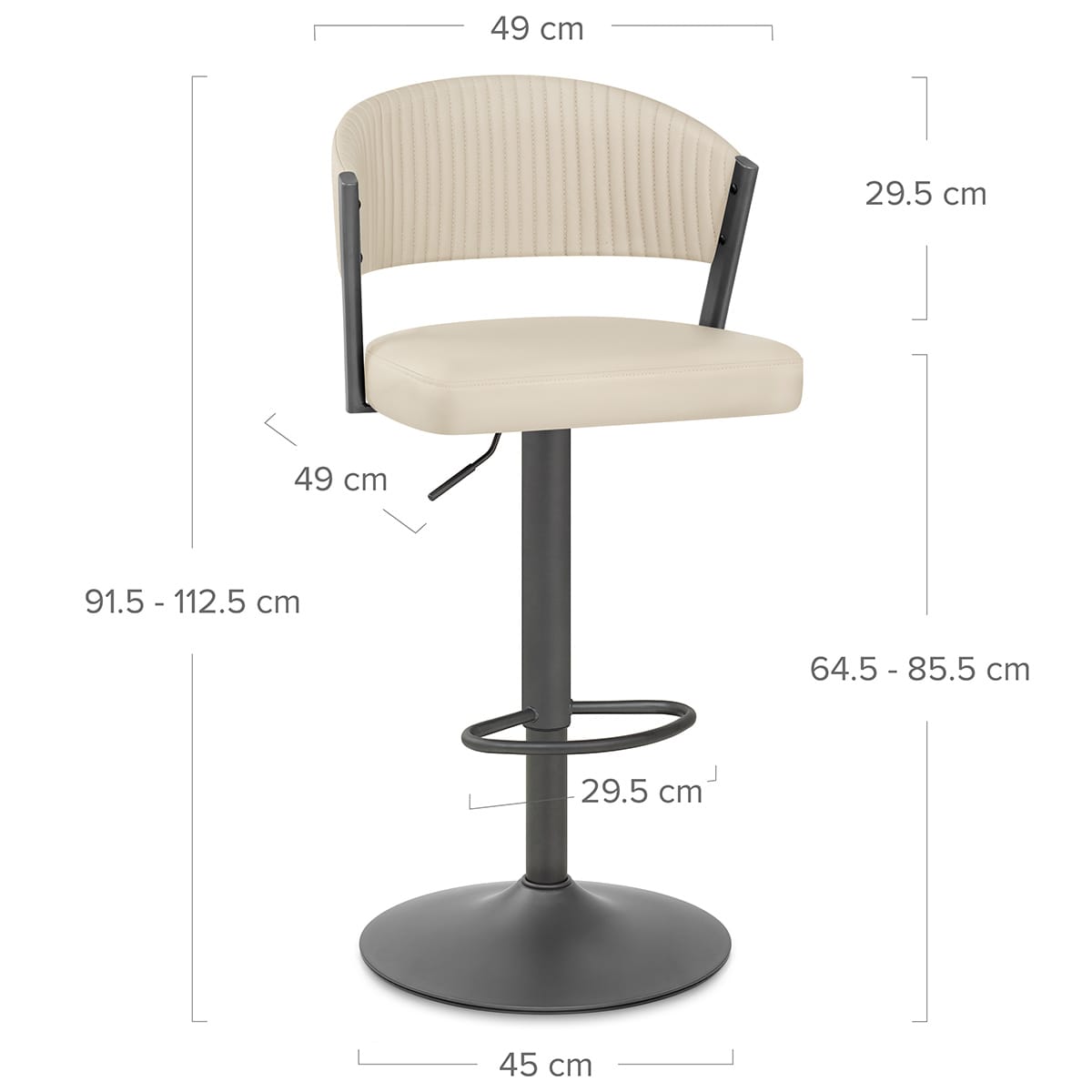 Sgabello Ecopelle Graphite - Lusso Crema