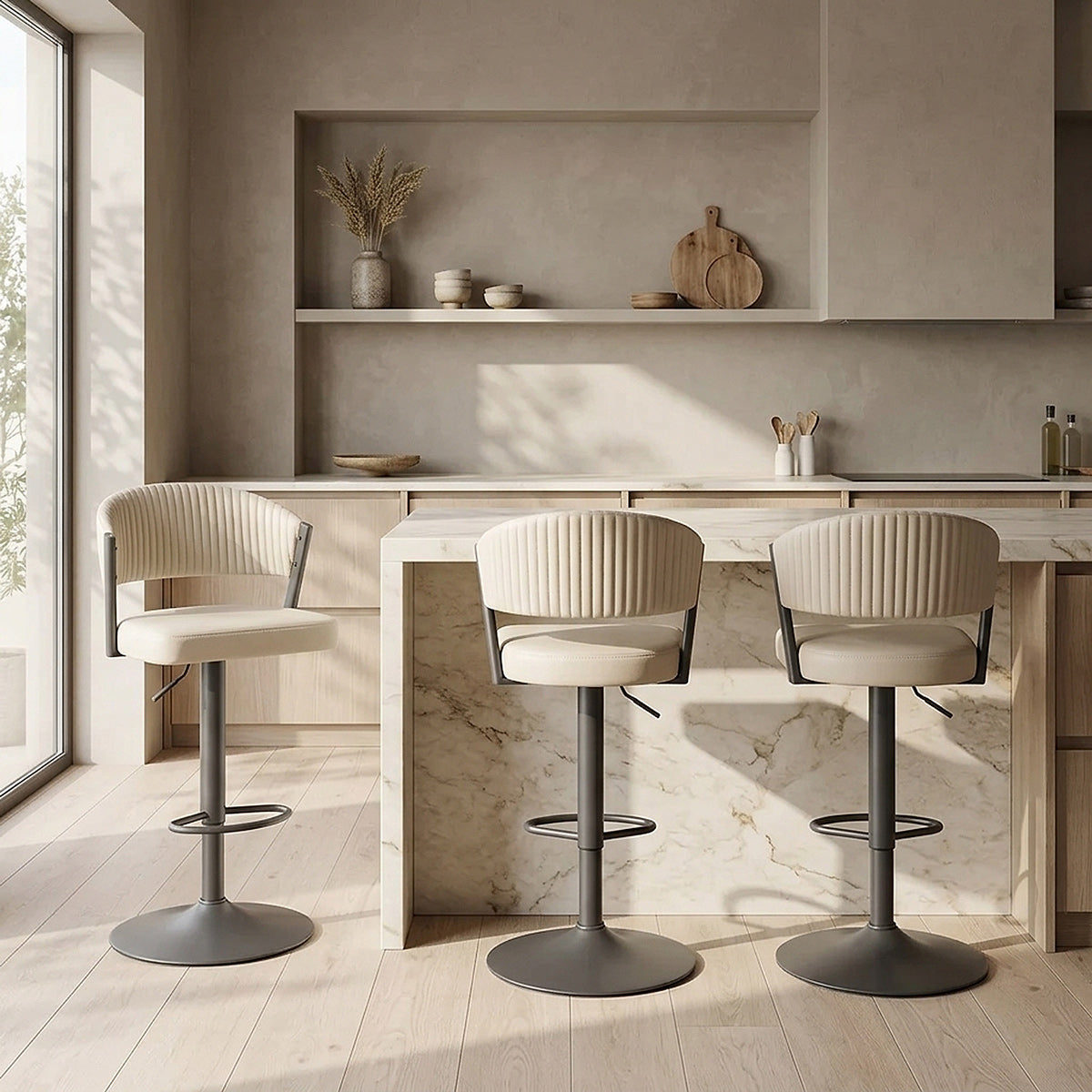 Sgabello Ecopelle Graphite - Lusso Crema