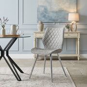 Sedia Ecopelle Cromata - Lux Grigio