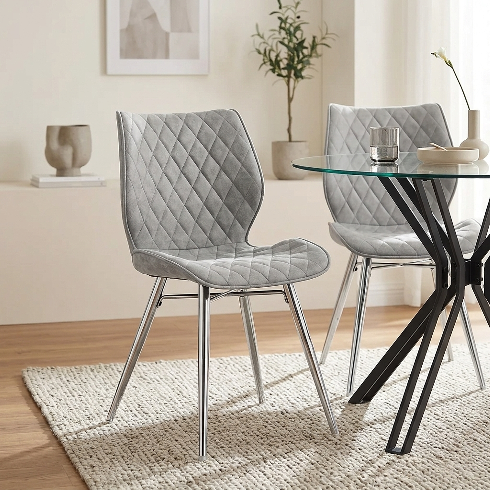 Sedia Ecopelle Cromata - Lux Grigio