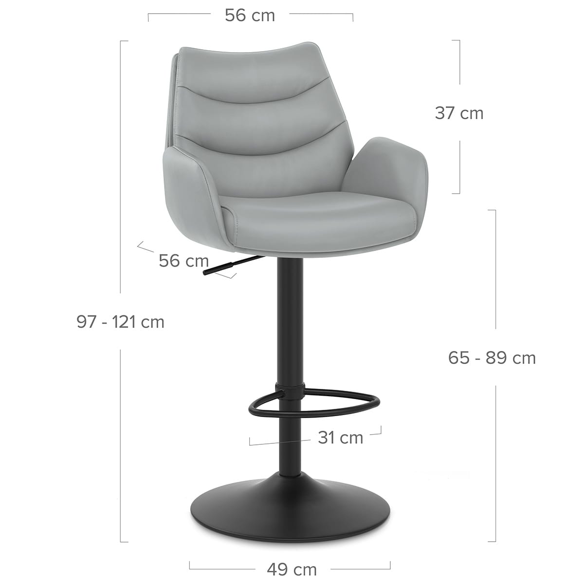 Sgabello Vera Pelle Metallo - Madrid Grigio