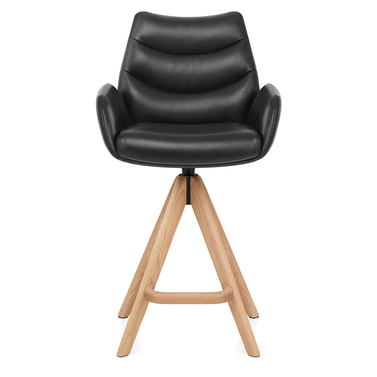 Sgabello Vera Pelle in Legno - Madrid Nero