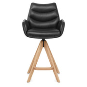 Sgabello Vera Pelle in Legno - Madrid Nero