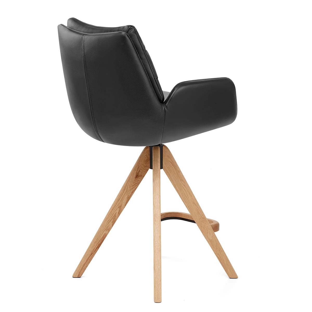 Sgabello Vera Pelle in Legno - Madrid Nero