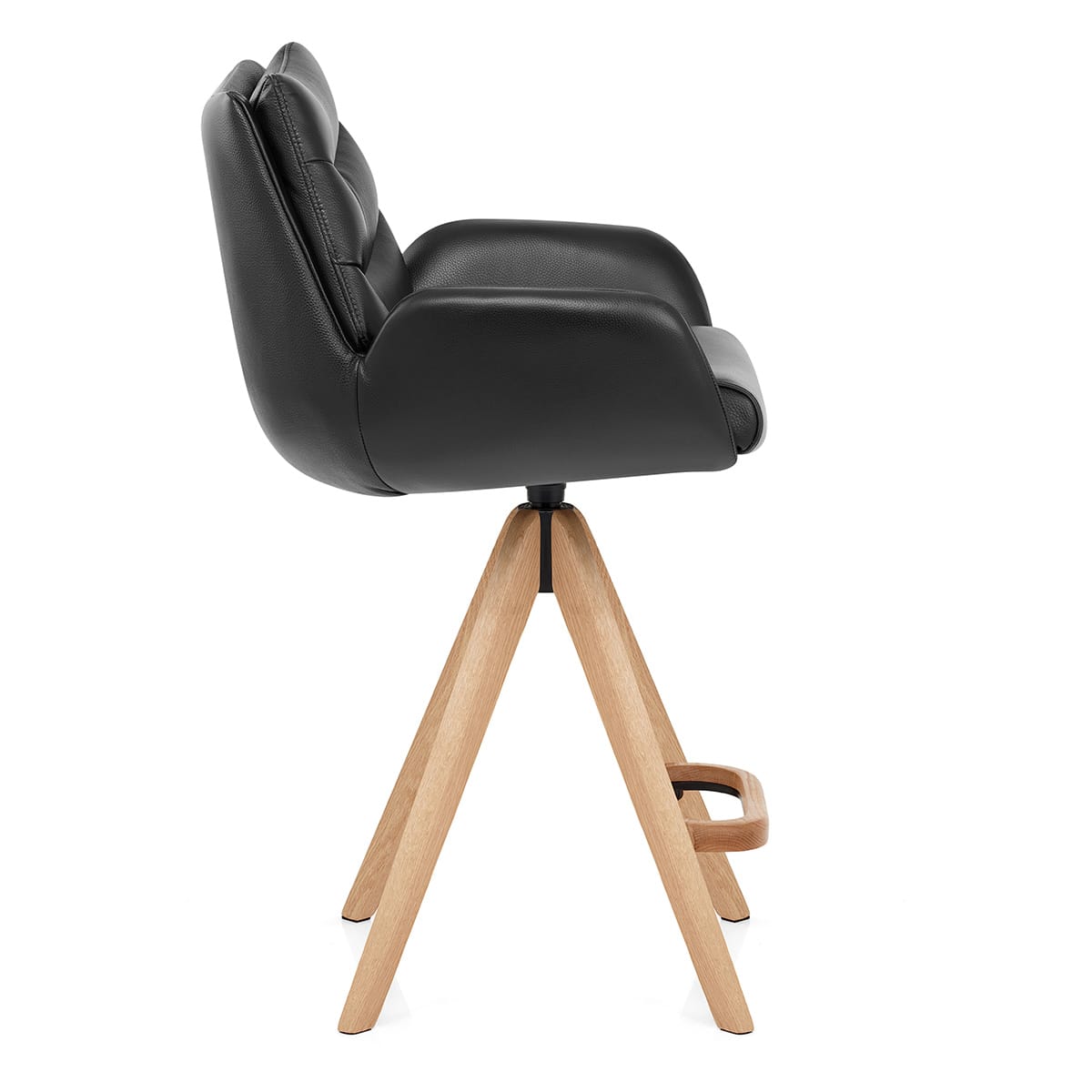 Sgabello Vera Pelle in Legno - Madrid Nero