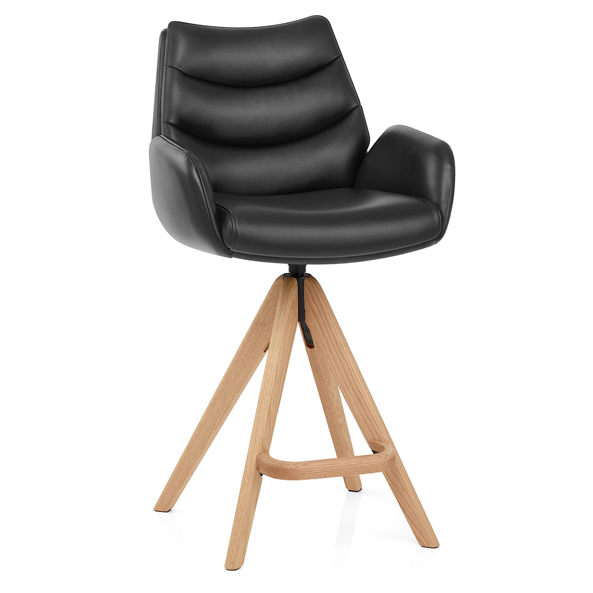 Sgabello Vera Pelle in Legno - Madrid Nero
