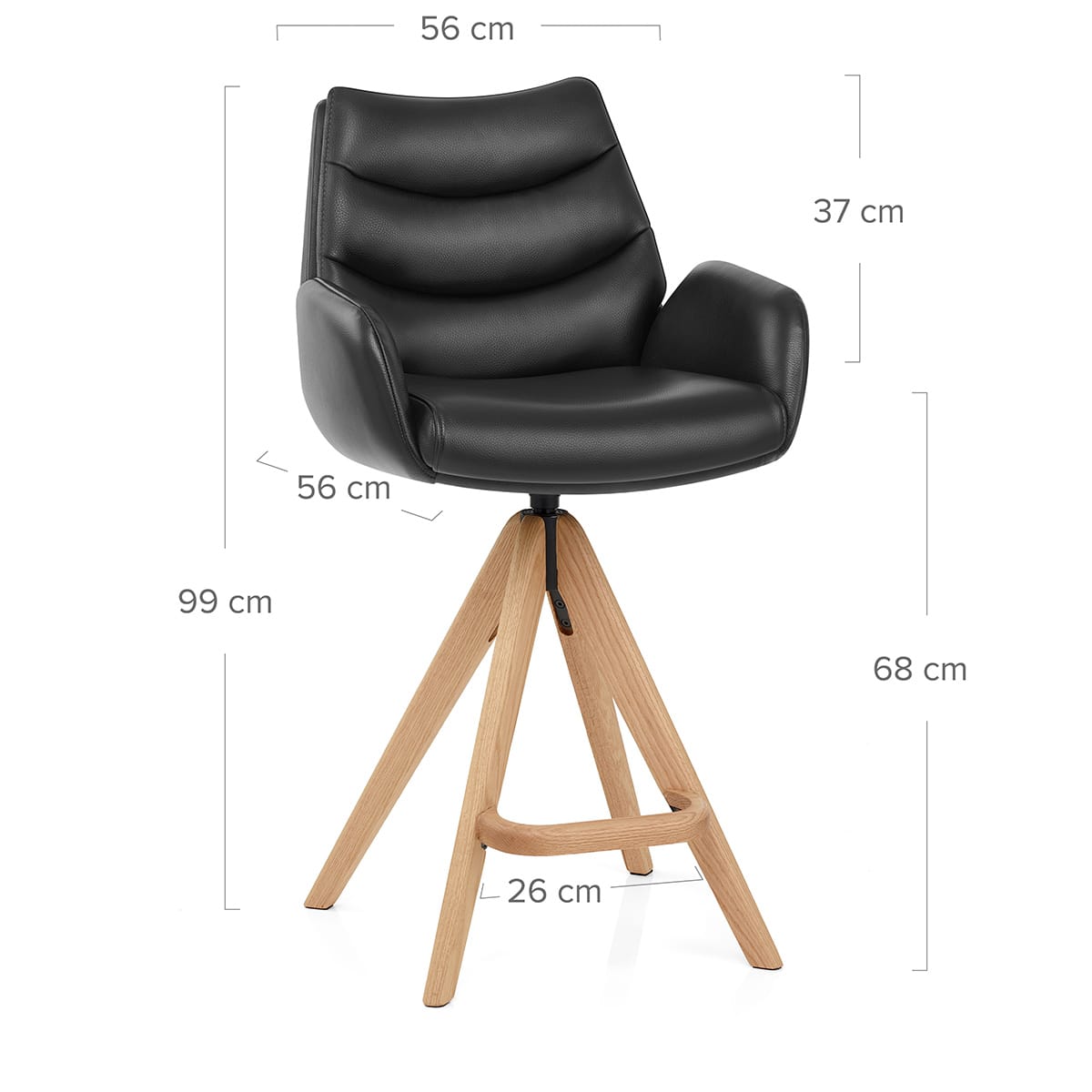 Sgabello Vera Pelle in Legno - Madrid Nero