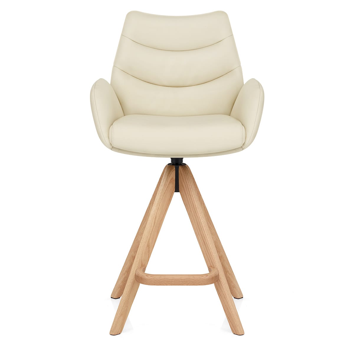 Sgabello Vera Pelle in Legno - Madrid Crema
