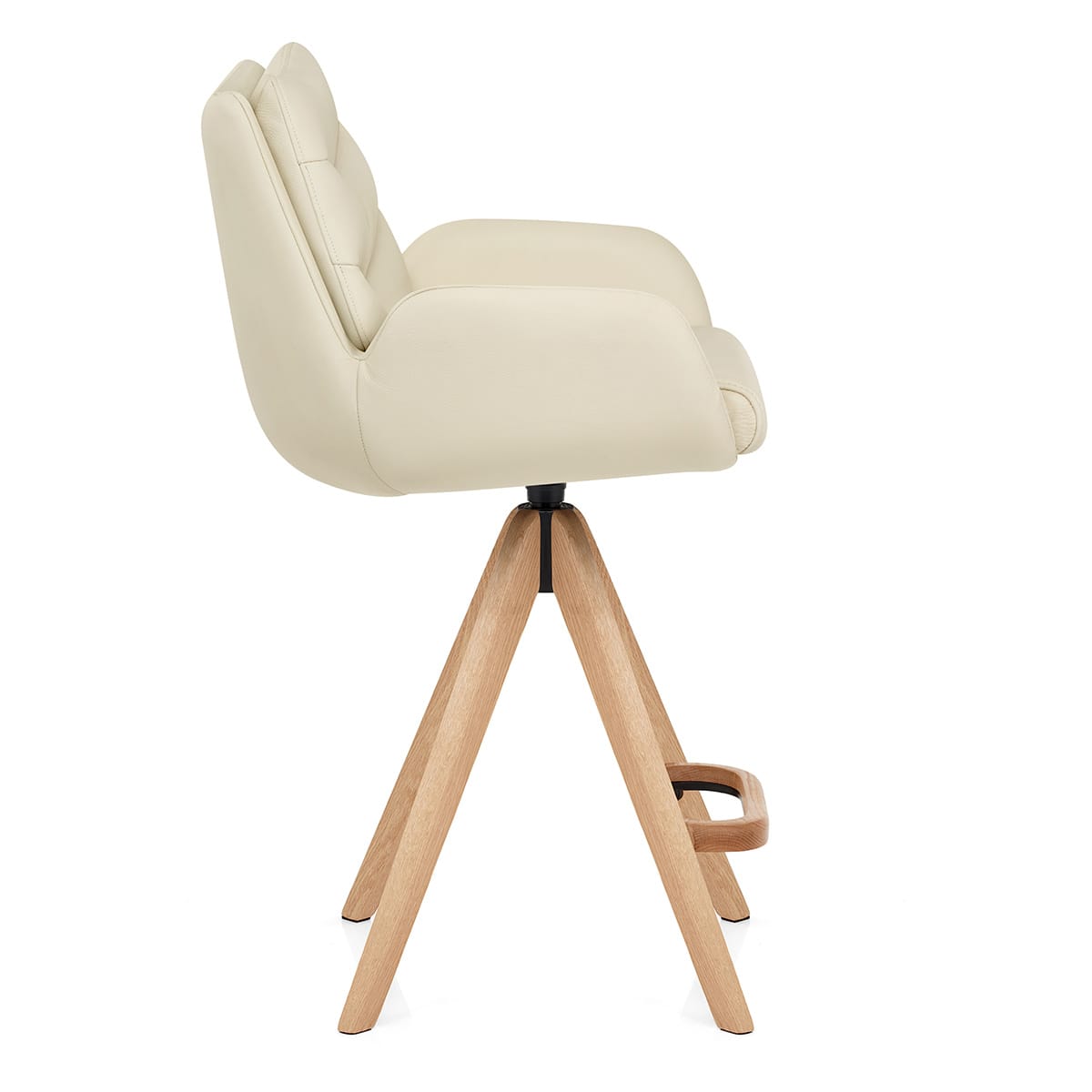 Sgabello Vera Pelle in Legno - Madrid Crema