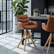 Sgabello Vera Pelle in Legno - Madrid Marrone