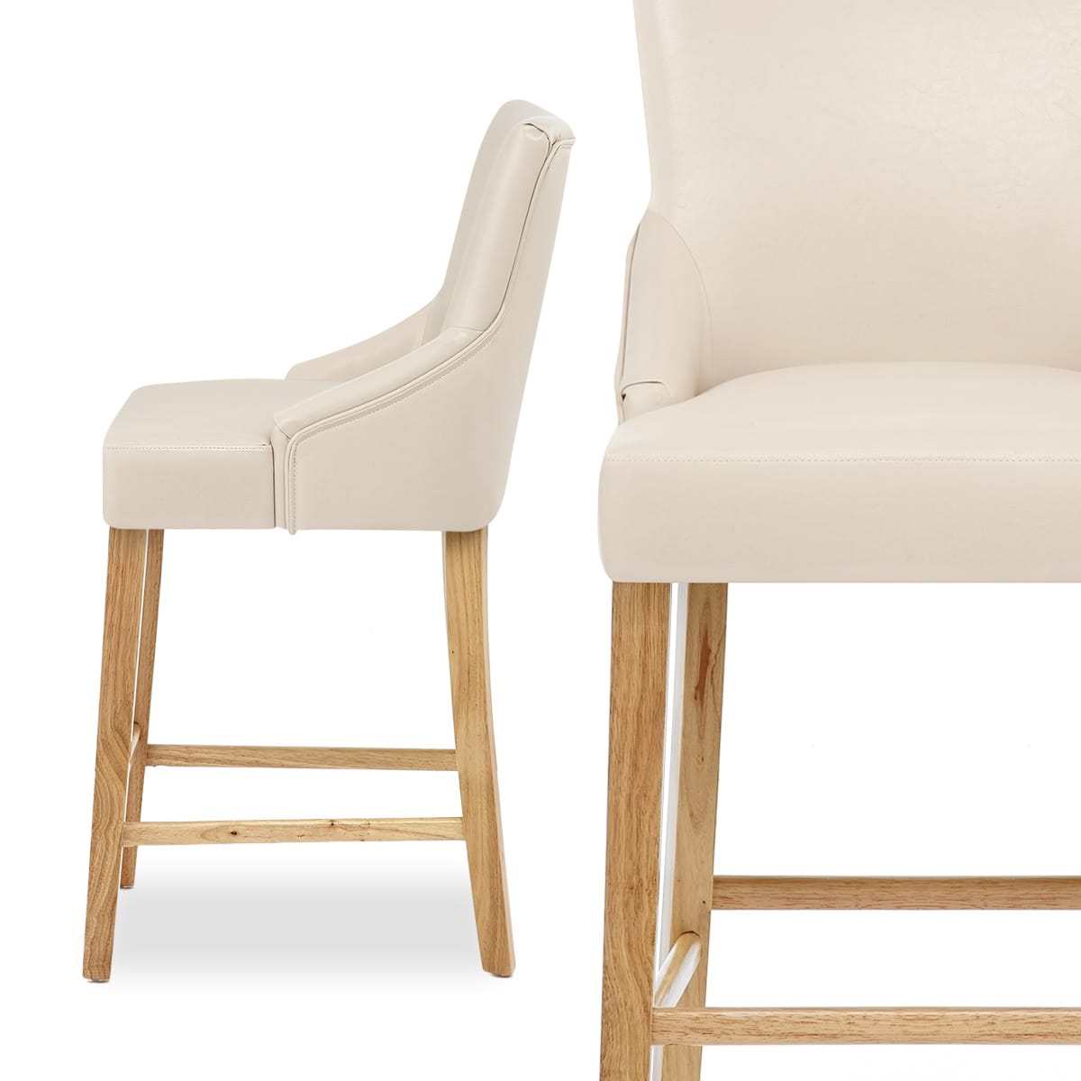 Sgabello Ecopelle Legno - Magna Crema