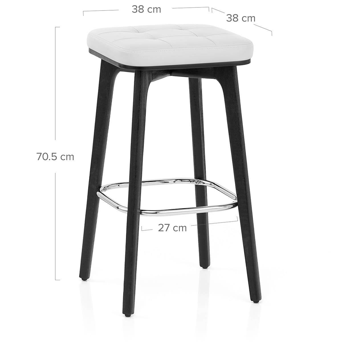 Sgabello Ecopelle Legno Nero - Malmo Bianco