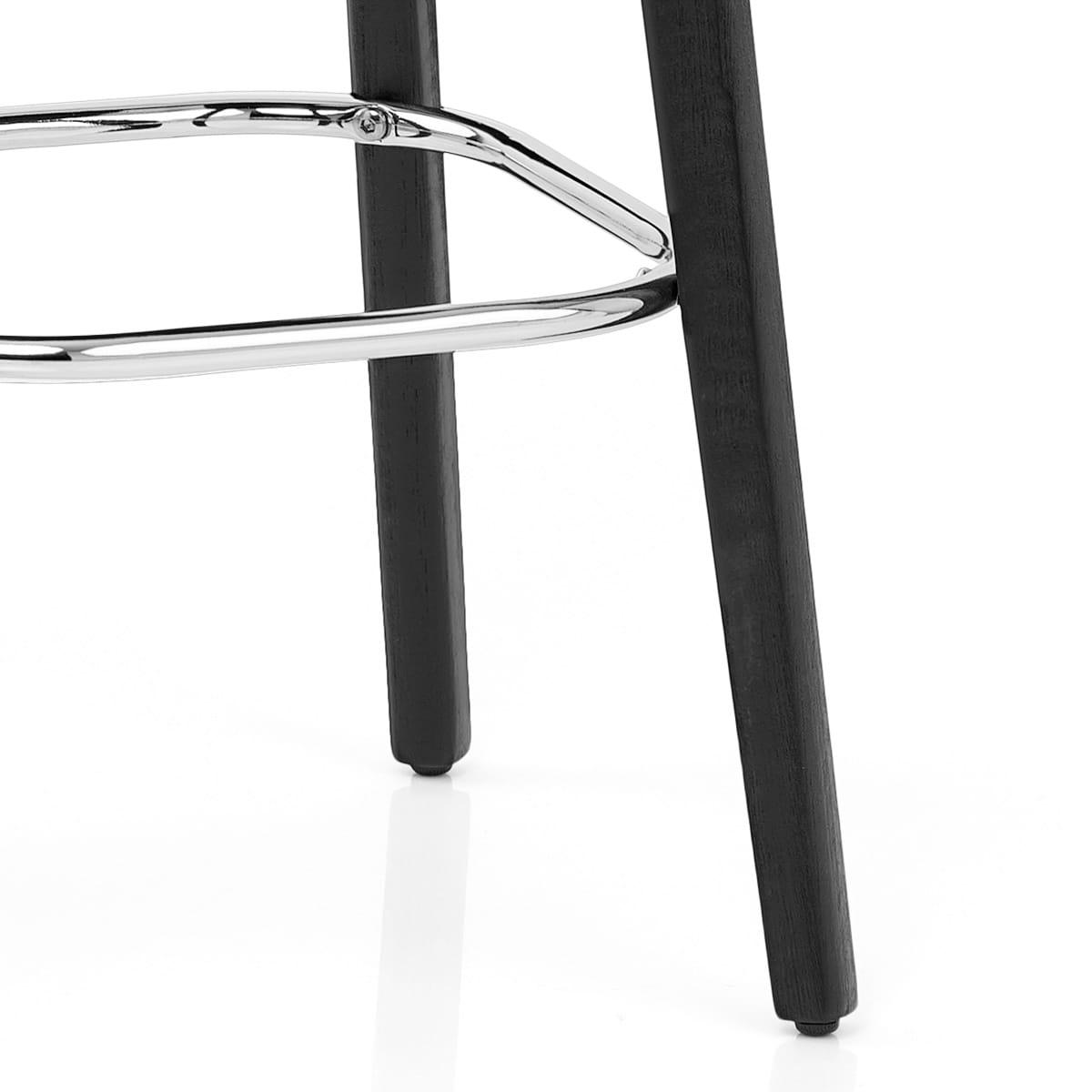 Sgabello Ecopelle Legno Nero - Malmo Bianco