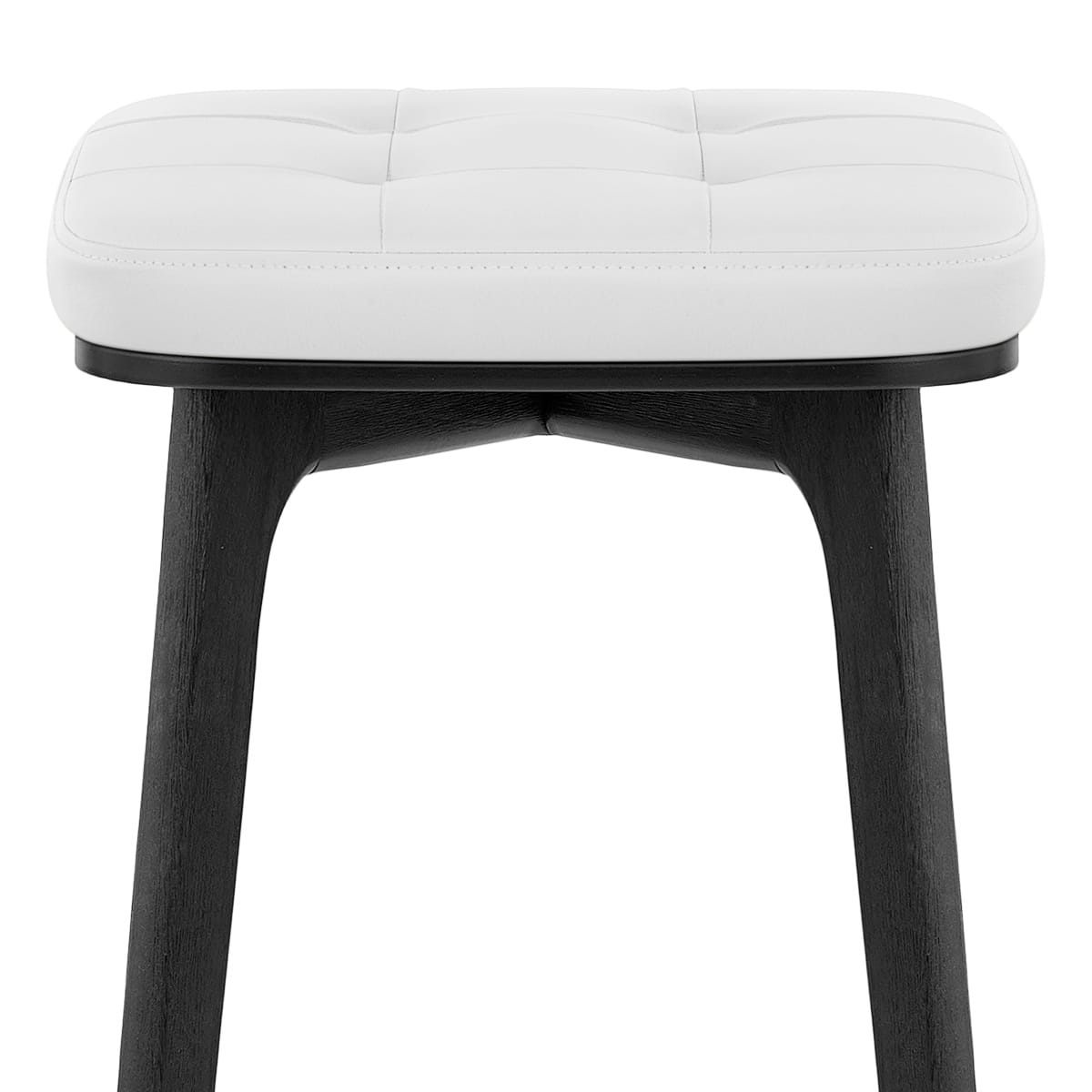 Sgabello Ecopelle Legno Nero - Malmo Bianco