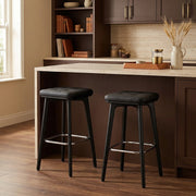 Sgabello Ecopelle Legno Nero - Malmo Nero