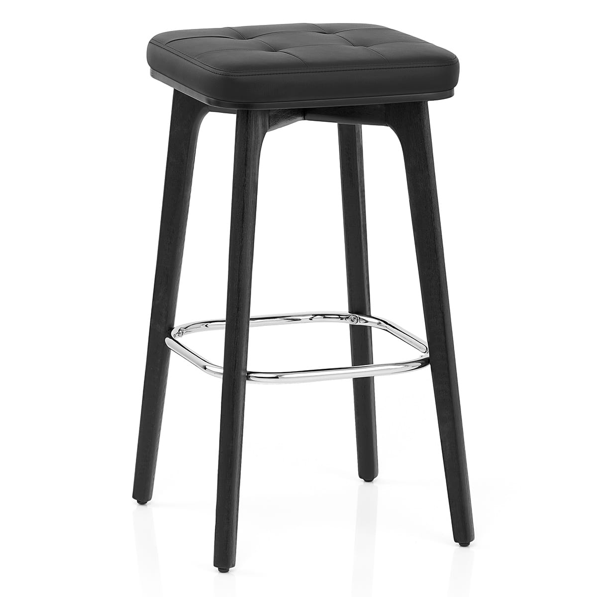 Sgabello Ecopelle Legno Nero - Malmo Nero