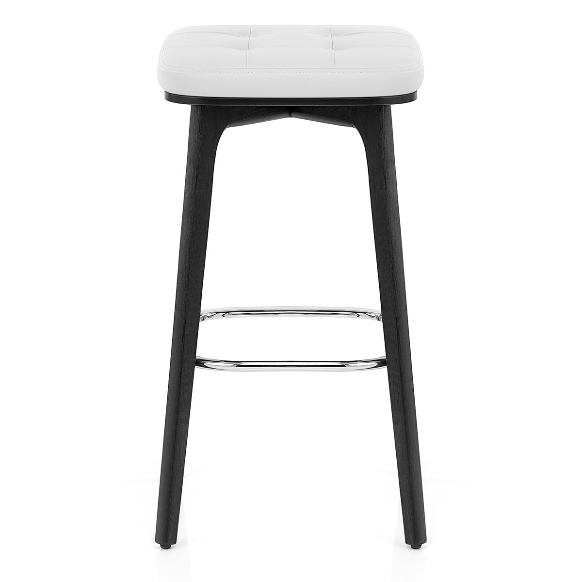 Sgabello Ecopelle Legno Nero - Malmo Bianco