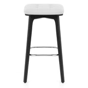 Sgabello Ecopelle Legno Nero - Malmo Bianco