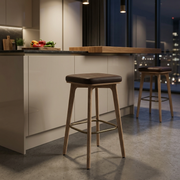 Sgabello Ecopelle Legno - Malmo Marrone