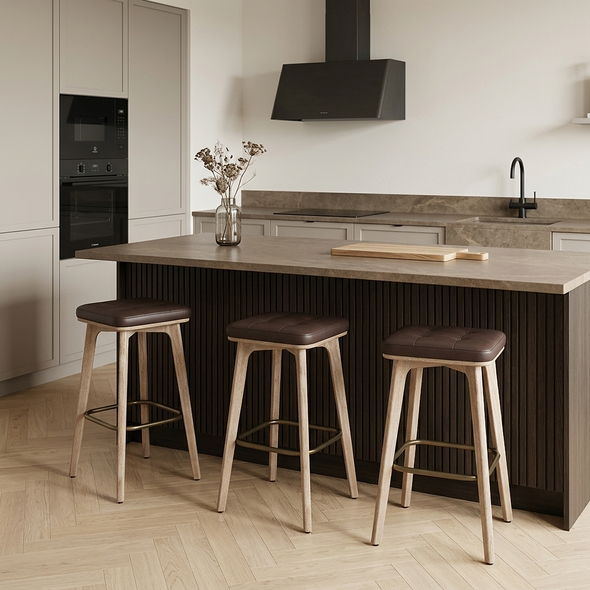 Sgabello Ecopelle Legno - Malmo Marrone
