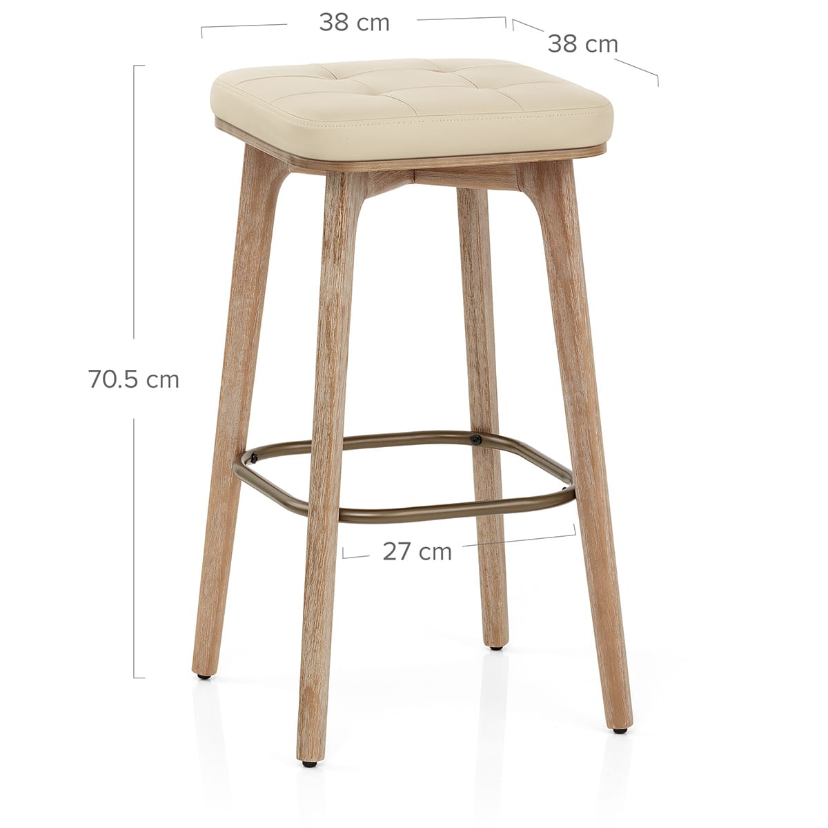 Sgabello Ecopelle Legno - Malmo Crema