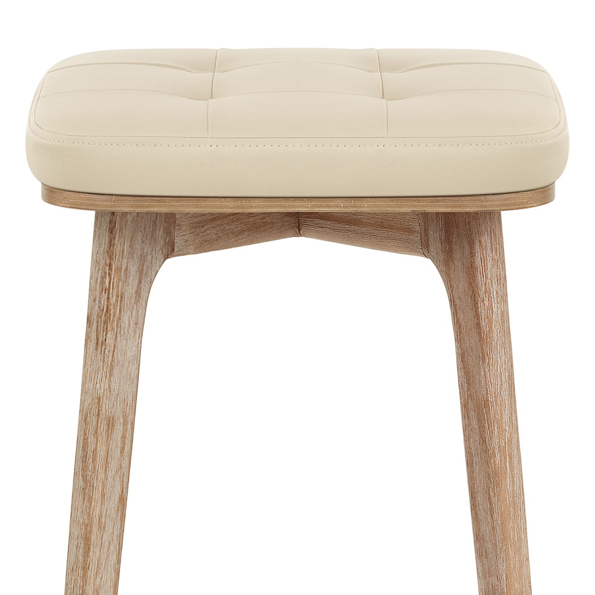 Sgabello Ecopelle Legno - Malmo Crema
